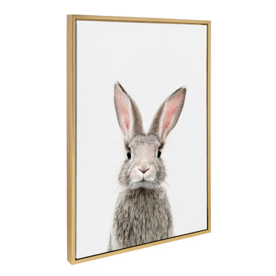Framed canvas art of a young rabbit by Amy Peterson Art Studio in a light polystyrene frame