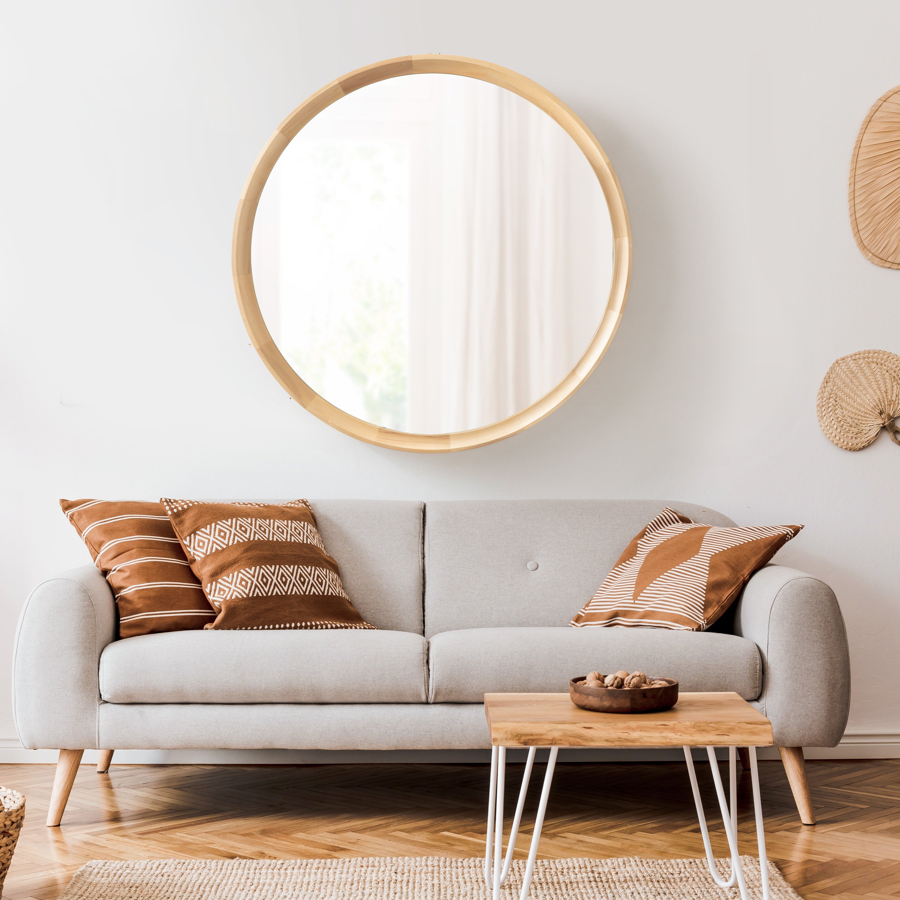 Hatherleigh Round Wood Wall Mirror