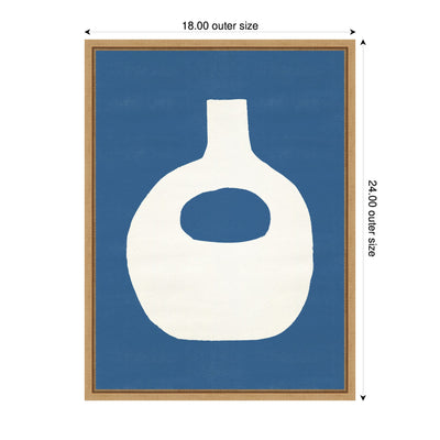 Sylvie Ceramic Blue Beige 3 Framed Canvas by Rocket Jack