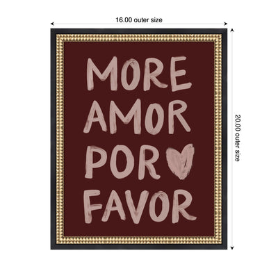 More Amor Por Favor Hand Painted Typography Maroon by Lucky Guava Framed Wall Art Print