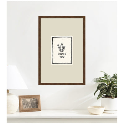Lucky You Checkerboard Print, Hand Drawn Western Horseshoe Art, Cool Wall Art Motivational Poster II by Lucky Guava Framed Wall Art Print