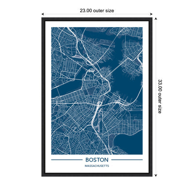 Sylvie Boston Map Regal Blue Framed Canvas by Jake Goossen