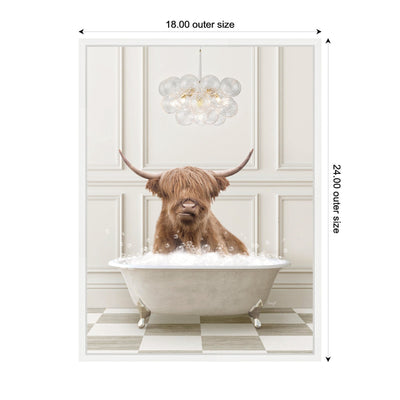 Sylvie Highland Cow in Lux Bathtub Framed Canvas by Amy Peterson