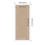 Rectangular beige pinboard with a white scalloped edge border and dimensions marked as 18x42 inches outer size and 16x40 inches inner size.