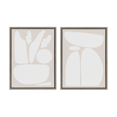 Sylvie Zen Botanical Rock Neutral Framed Canvas Set by kateandlaurel - product image 13 for Resin Society