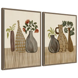 Rustic Still Life 2 Piece Framed Canvas Wall Art Set displaying warm-toned botanical elements in classic Sylvie moulding