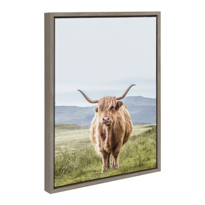 Sylvie Highland Cow Mountain Landscape Framed Canvas by The Creative