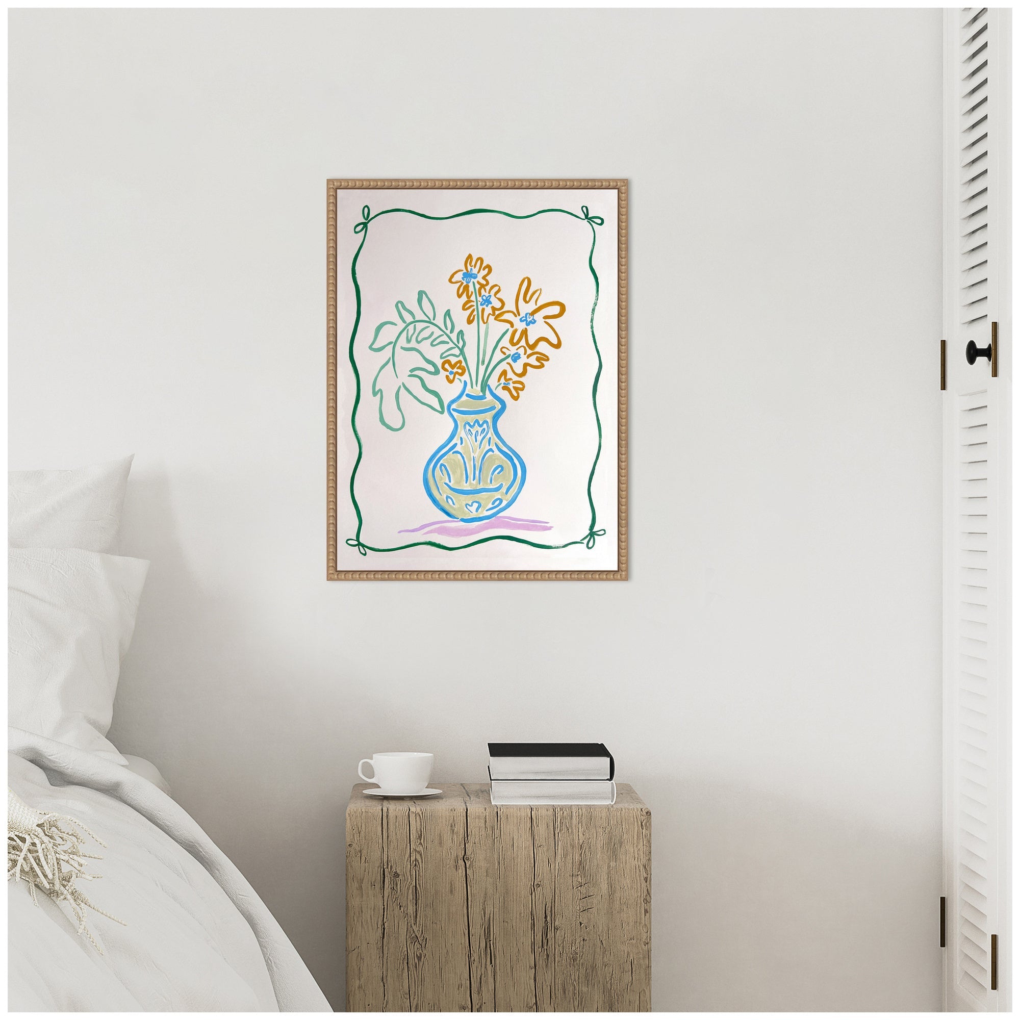 Sylvie June Blooms Bow Border Framed Canvas by Kate Aurelia Holloway
