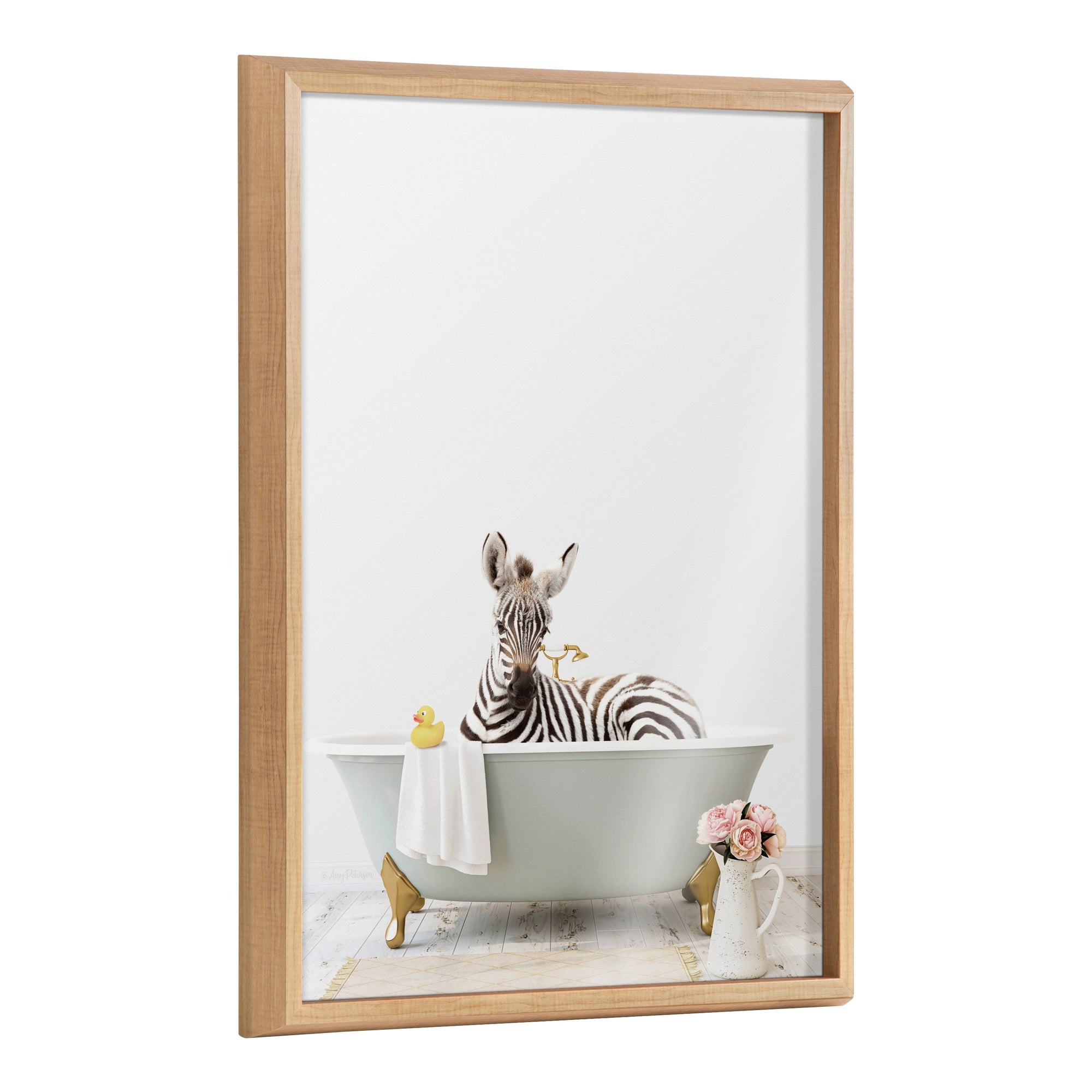 Blake Zebra Cottage Bathroom Framed Printed Glass by kateandlaurel - main product image for Resin Society