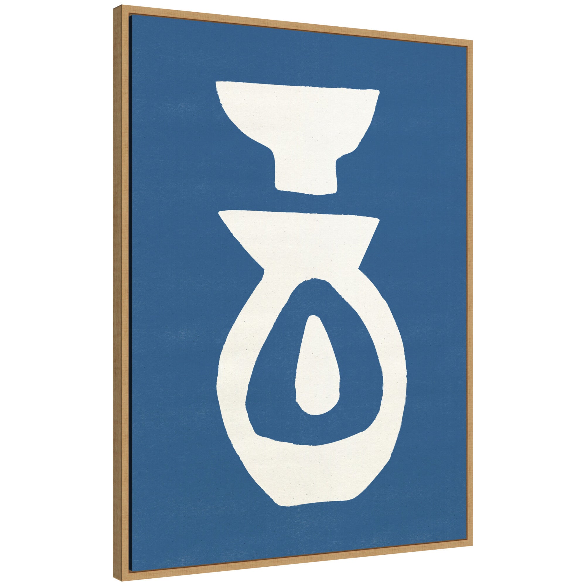 Sylvie Ceramic Blue Beige 1 Framed Canvas by Rocket Jack
