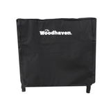 Woodhaven Full Firewood Rack Cover with zipper closure protecting stacked firewood outdoors