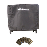 Woodhaven 2 ft Steel Firewood Rack in black with optional cover and support bases