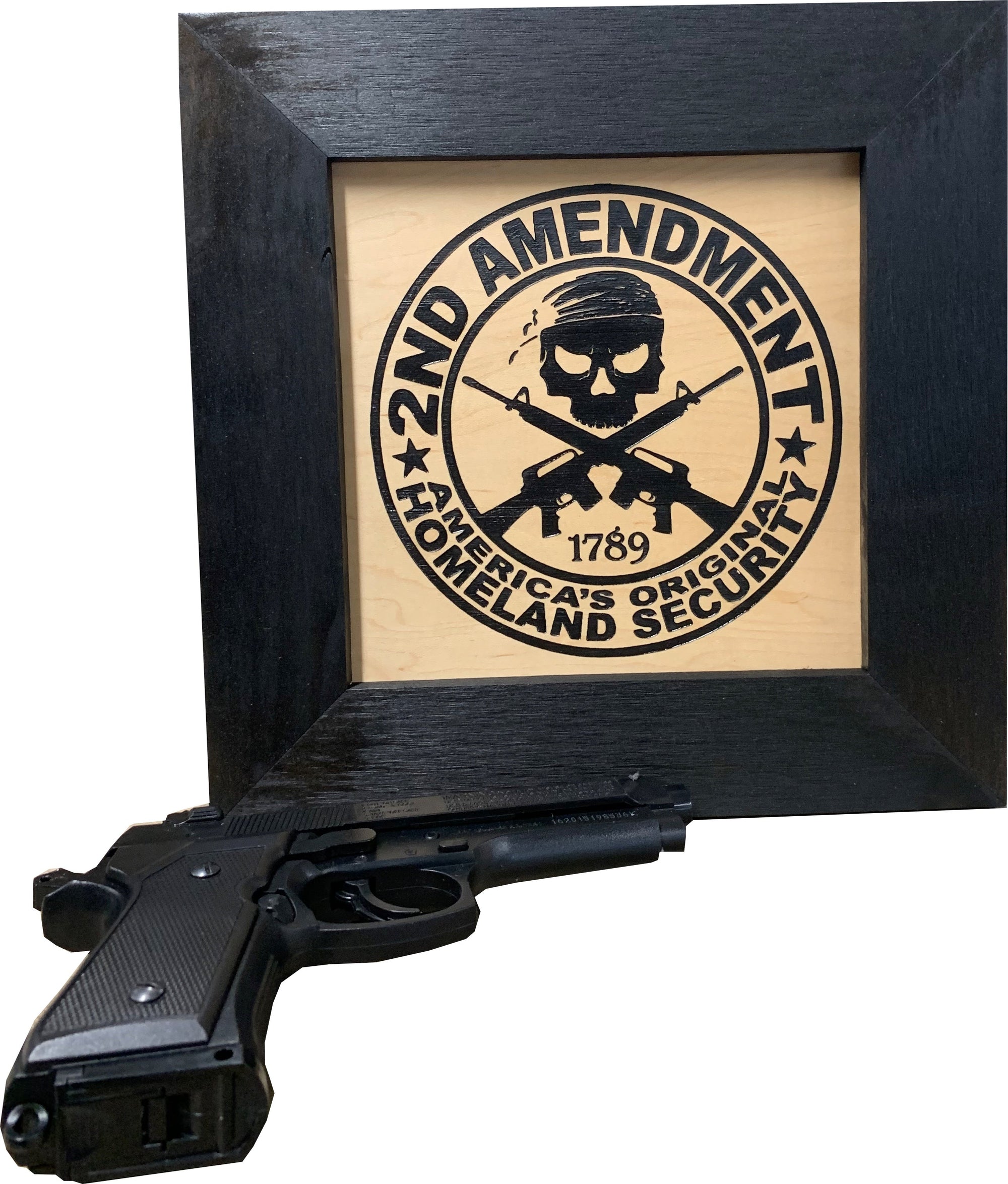 Second Amendment Hidden Gun Safe, 2nd Amendment Skull Concealment Shelf by Bellewood Designs - main product image for Resin Society