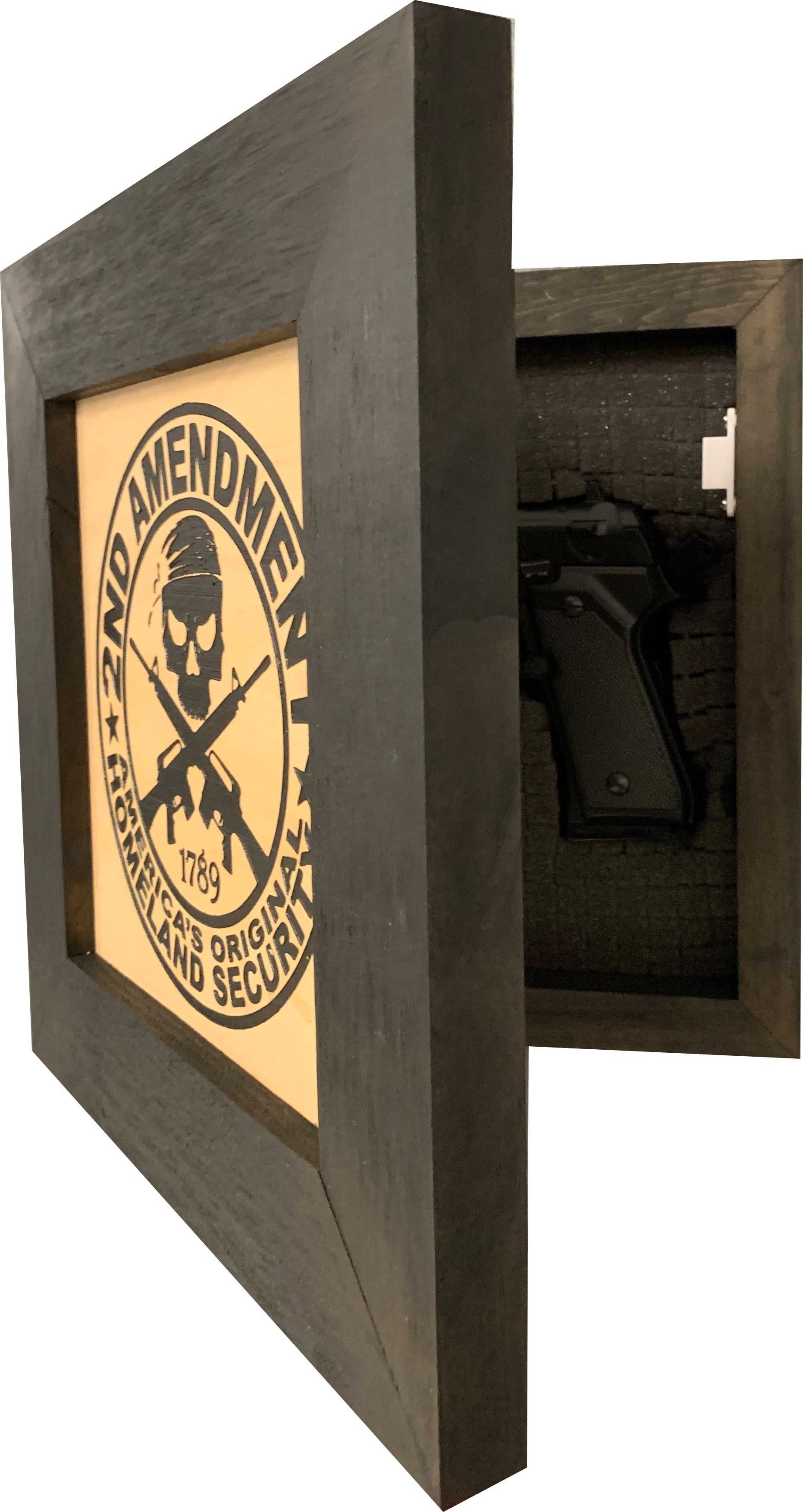 Second Amendment Hidden Gun Safe, 2nd Amendment Skull Concealment Shelf by Bellewood Designs - product image 2 for Resin Society