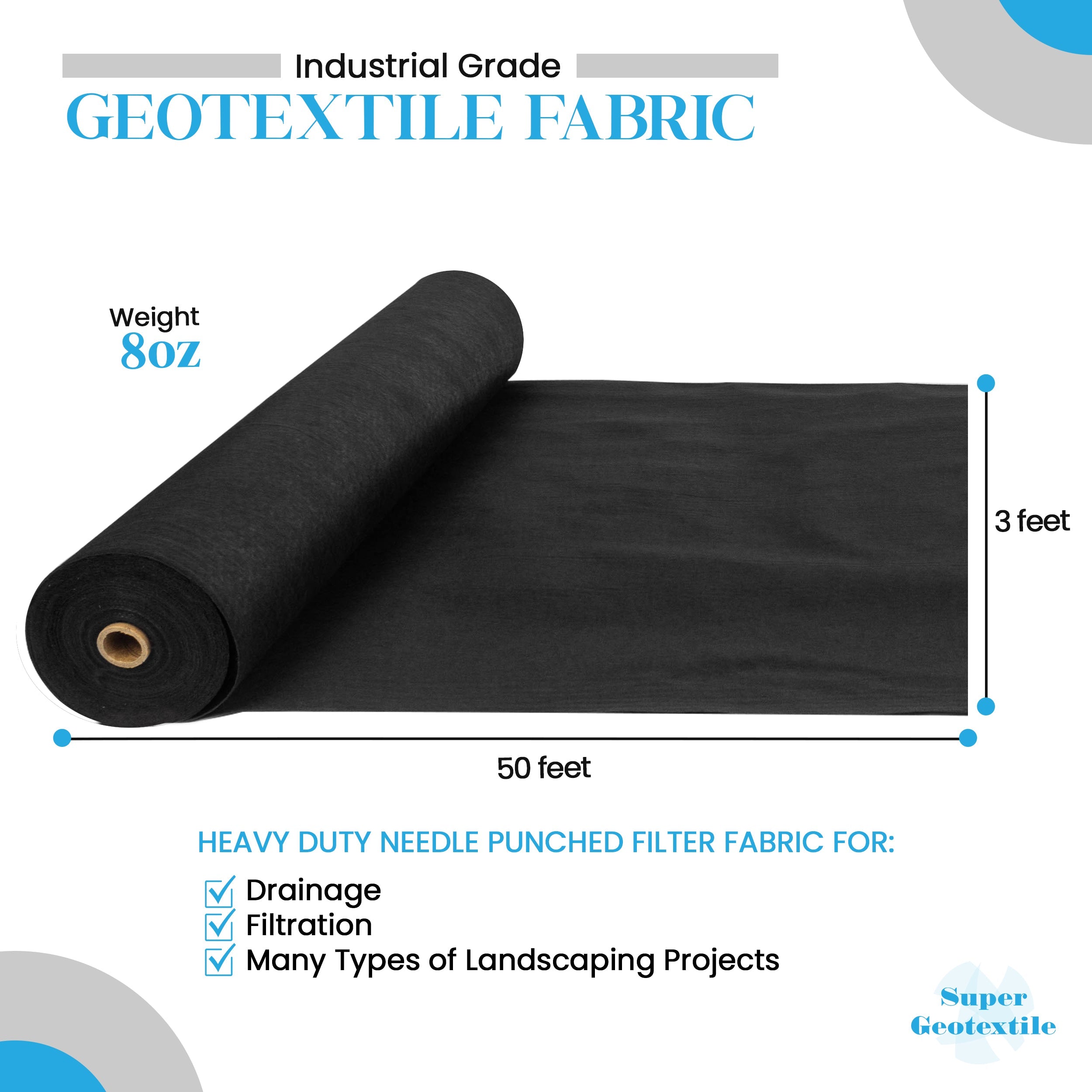 8 oz Non-Woven Needle Punched Geotextile Fabric roll