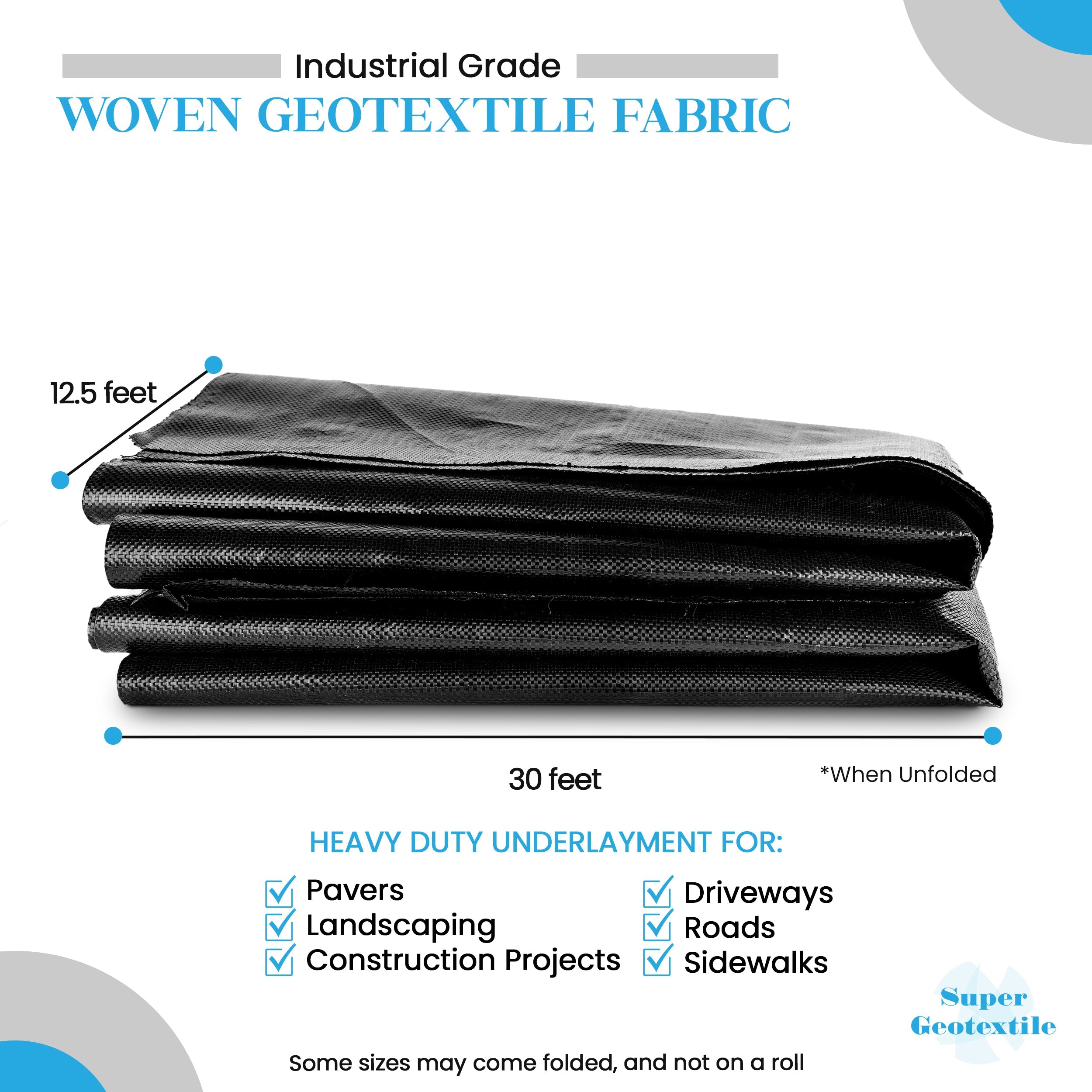 Commercial grade woven geotextile fabric roll for driveway and road stabilization