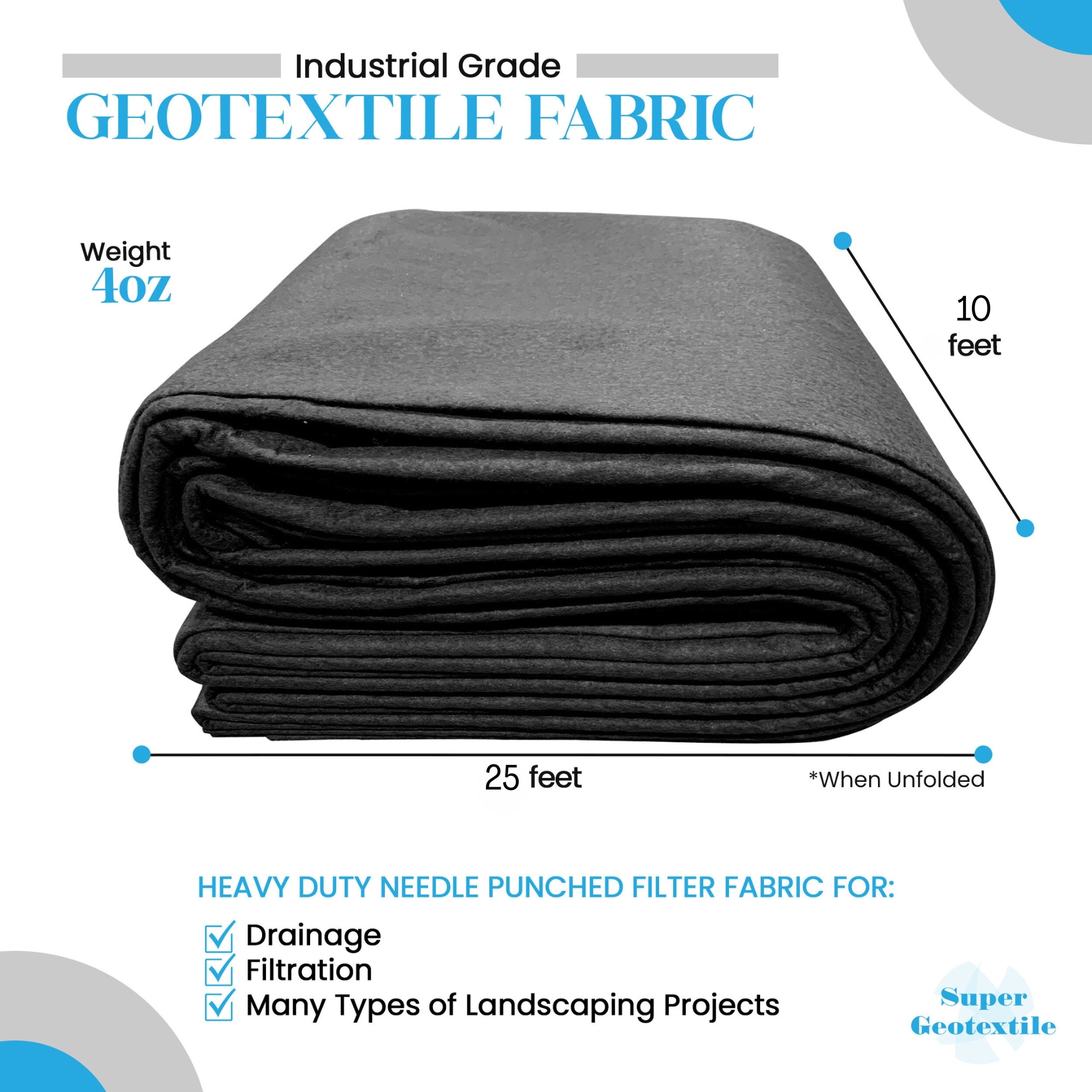 4 oz Non-Woven Needle Punched Geotextile Filter Fabric roll