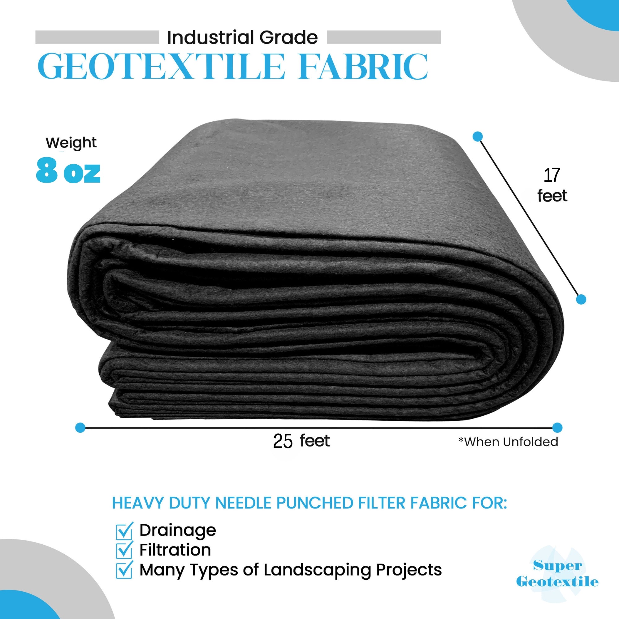 8 oz Non-Woven Needle Punched Geotextile Fabric roll