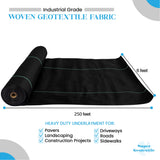 Commercial grade woven geotextile fabric roll for driveway and road stabilization