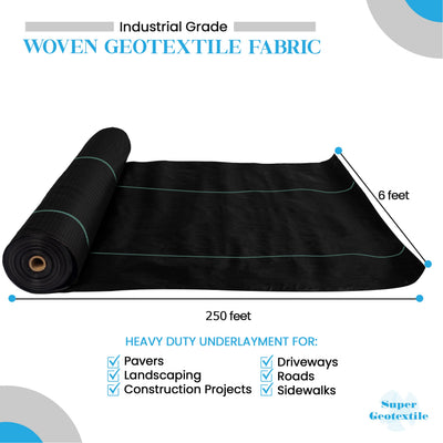 Commercial grade woven geotextile fabric roll for driveway and road stabilization