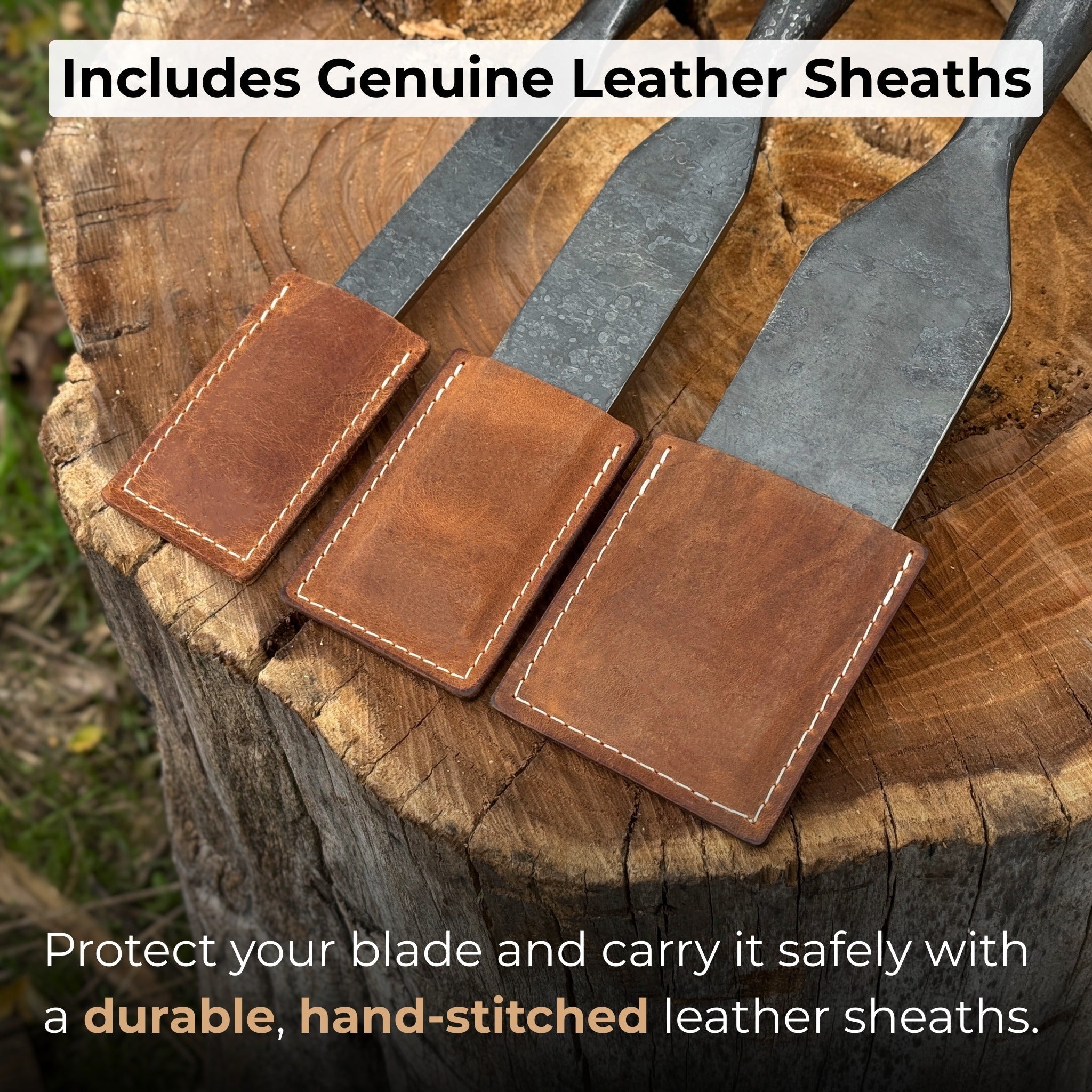 3-Piece Carpenters Slick Chisel Set with hand-forged steel blades and ash wood handles