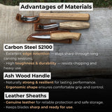 3-piece carving knife set for spoon carving with leather sheath by Sharky Forged Steel Tools