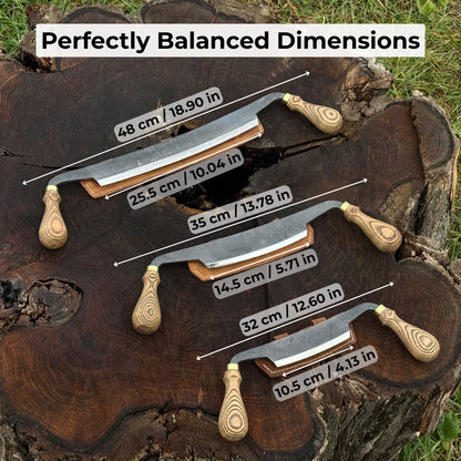 3-Piece Curved Drawknife Set with Palm Handles by Sharky Forged Steel Tools