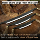 3-Piece Curved Drawknife Set with Palm Handles by Sharky Forged Steel Tools