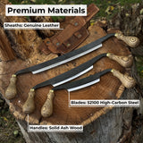 3-Piece Curved Drawknife Set with Palm Handles by Sharky Forged Steel Tools