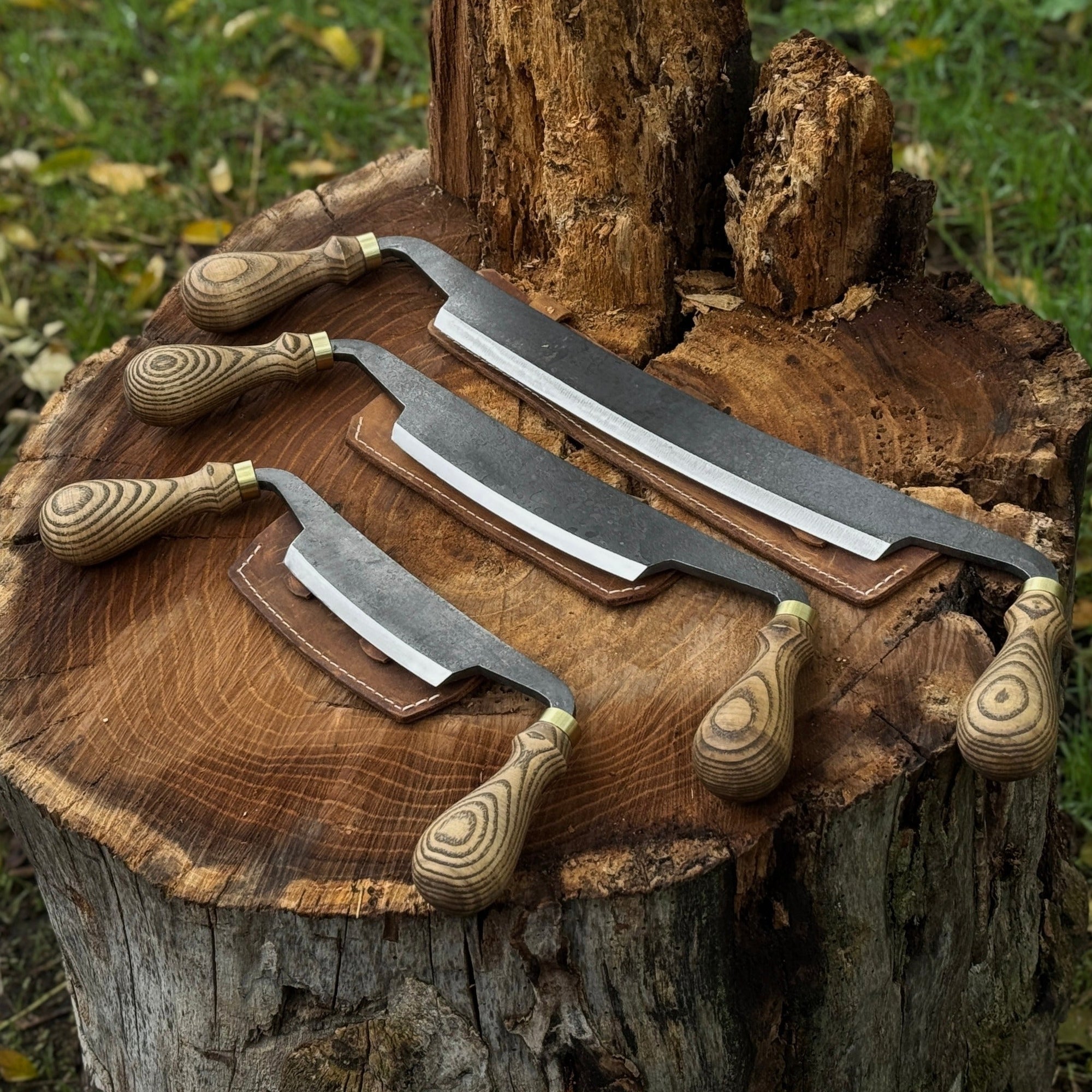 3-Piece Curved Drawknife Set with Palm Handles by Sharky Forged Steel Tools