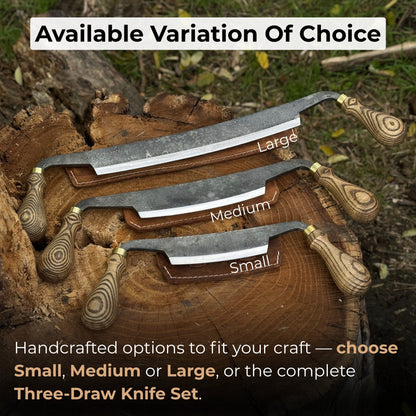 3-Piece Curved Drawknife Set with Palm Handles by Sharky Forged Steel Tools