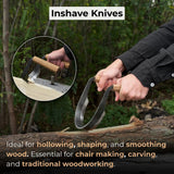3-Piece Inshave Half-Rounded Drawknife Set with Ash Handles and Leather Sheaths
