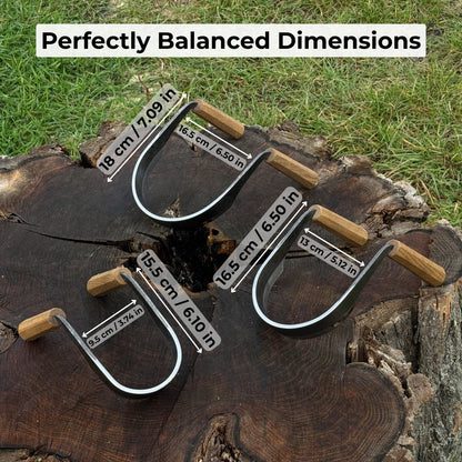 3-Piece Inshave Half-Rounded Drawknife Set with Ash Handles and Leather Sheaths