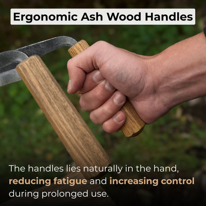 3-Piece Inshave Half-Rounded Drawknife Set with Ash Handles and Leather Sheaths