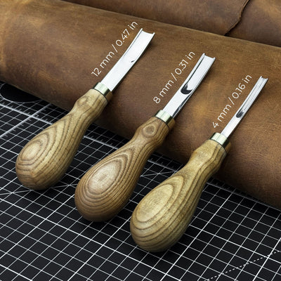 3-Piece Leather Edge Skiver Set with leather case by Sharky Forged Steel Tools