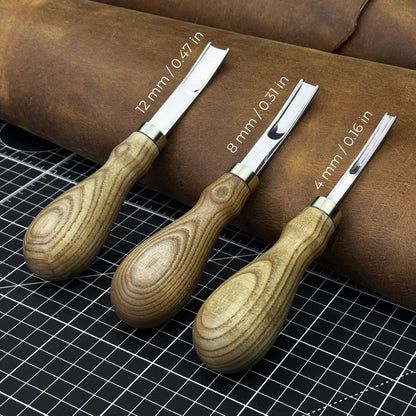 3-Piece Leather Edge Skiver Set with leather case by Sharky Forged Steel Tools
