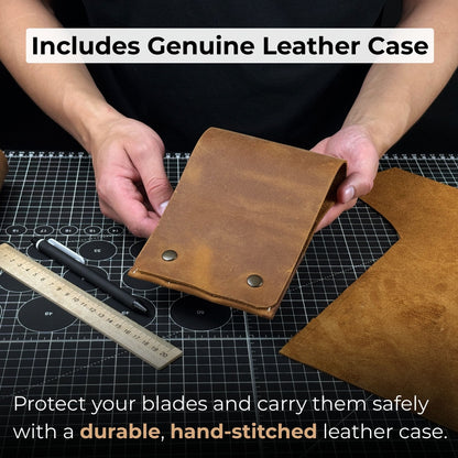 3-Piece Leather Edge Skiver Set with leather case by Sharky Forged Steel Tools