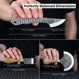 3-piece hand-forged leatherworking knife set with leather sheaths by Sharky Forged Steel Tools