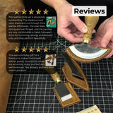 3-Piece Leatherworking Tool Set including Leather Round Knife, Straight Skiving Knife, and Marking Knife Kiridashi