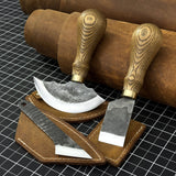 3-Piece Leatherworking Tool Set including Leather Round Knife, Straight Skiving Knife, and Marking Knife Kiridashi