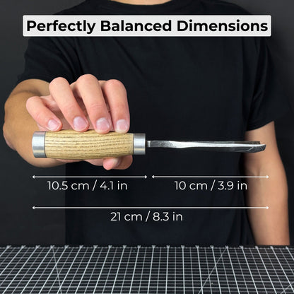 3-Piece Straight Rounded Chisel Set with ash wood handles and carbon steel blades