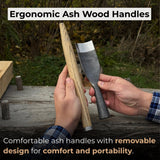 3-piece hand-forged timber framing rounded chisel set with ash handles and steel blades