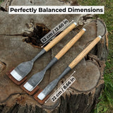 3-piece hand-forged timber framing rounded chisel set with ash handles and steel blades