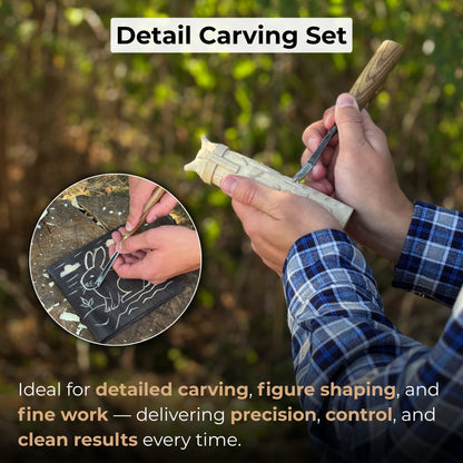 3-piece wood carving chisel and gouge set with ash wood handles and forged steel blades