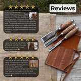 3-Piece Wood Carving Chisel Set with ash wood handles and carbon steel blades