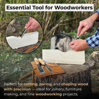 3-Piece Wood Carving Chisel Set with ash wood handles and carbon steel blades