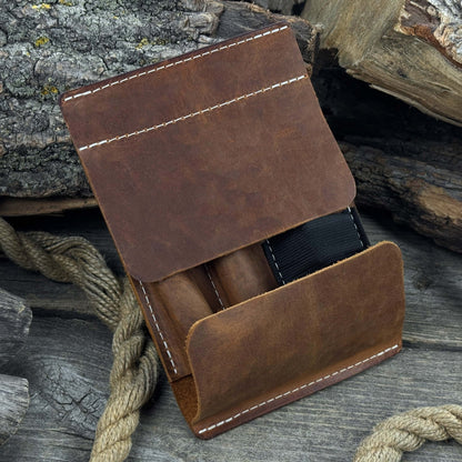 3-piece wood carving tool set with leather case including chip carving knife, V-parting chisel, and leather strop