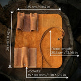 Handmade 3 Pocket Leather Tool Roll made from genuine Crazy Horse leather by Sharky Forged Steel Tools