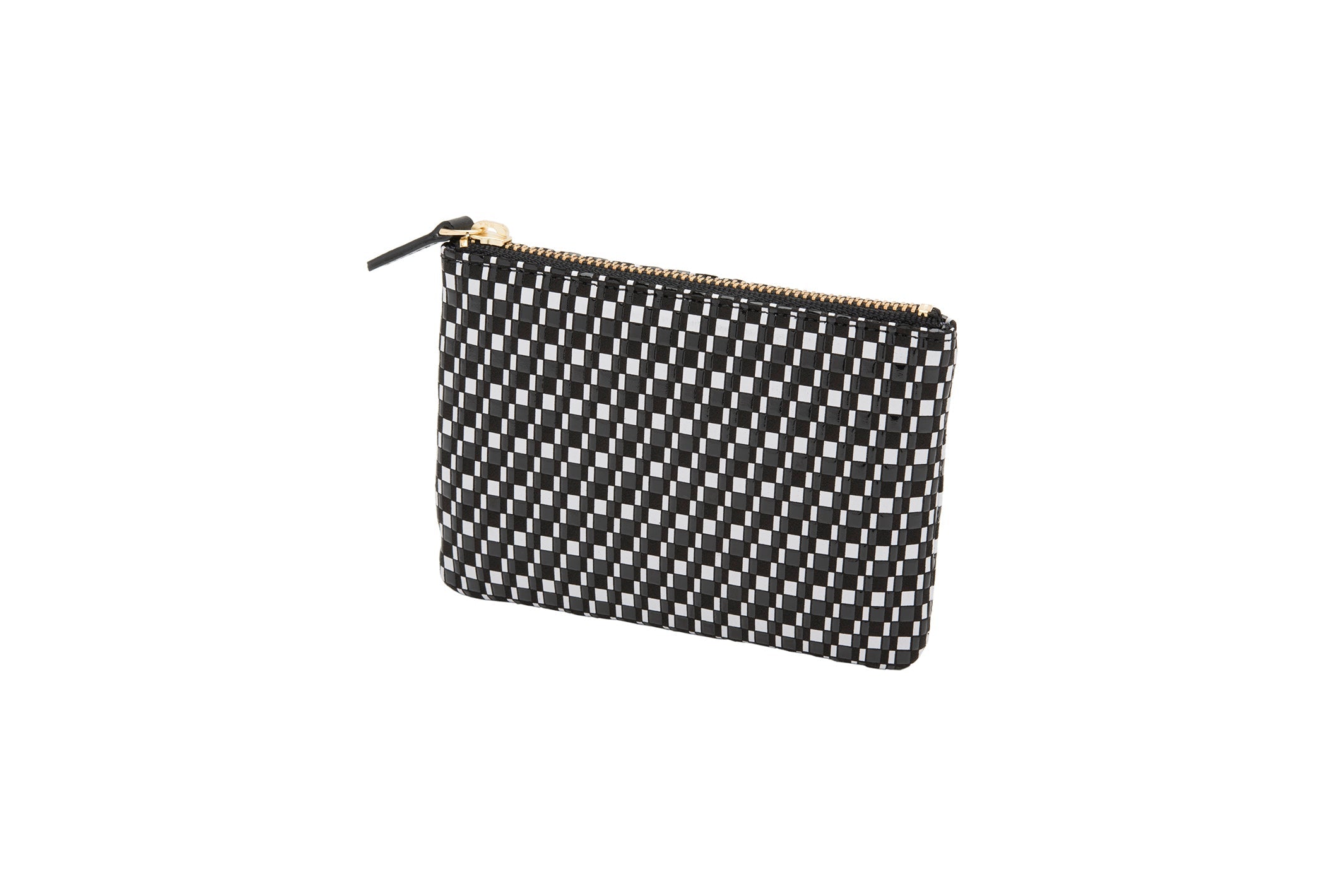 Large Rippleal pattern leather key case in black and white by Inden