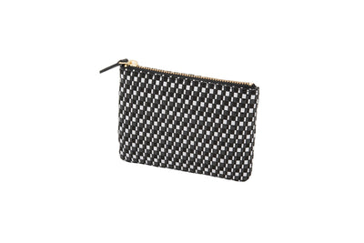 Large Rippleal pattern leather key case in black and white by Inden